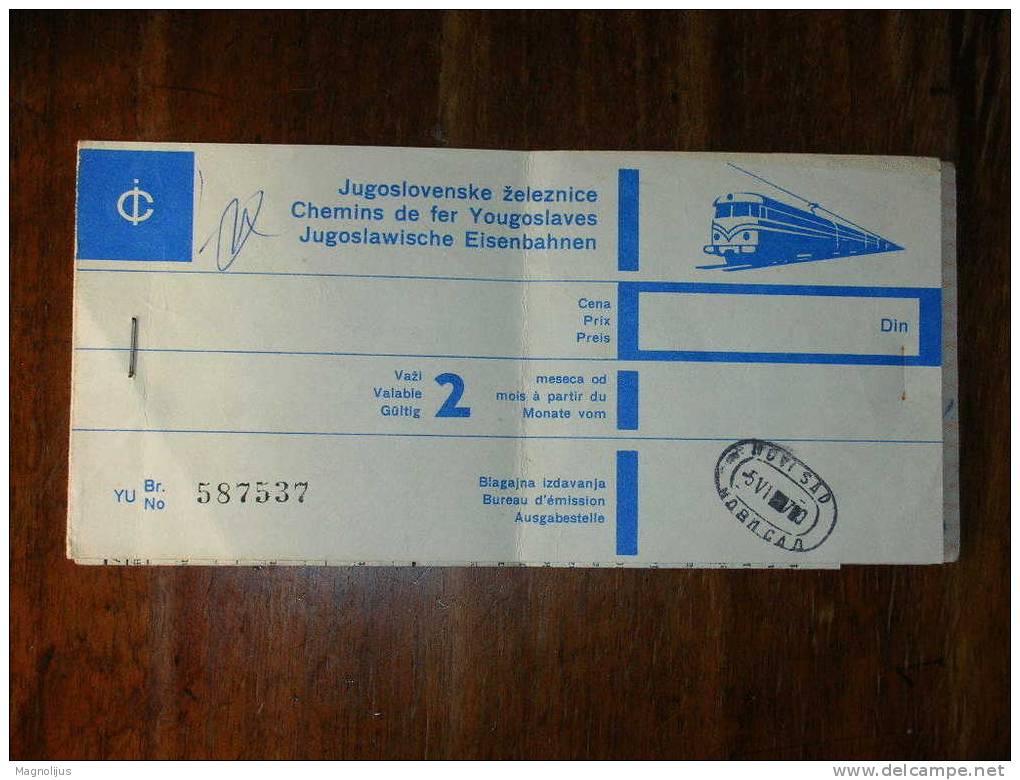 R!R!,Yugoslavia Railway Ticket,Turkey,Istanbul-Novi Sad,Legitimation K-15,Eisebahn,Chemins De Fer,Train,Traveling Rules - Europe