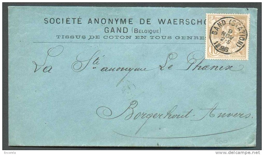 N°72 - 5 Cent. Brun Pâle Obl. Sc GAND (STATION) S/L. Du 9 Nov. 1896 Vers Borgerhout.  Superbe - Exp. S.A. De Waerschoot - 1894-1896 Expositions