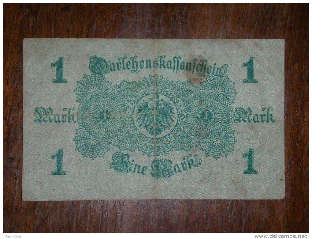 R!,Germany,Banknote,Paper Money,Bill,1 Mark Darlehen Kassenschein,Reich,vintage - Sonstige & Ohne Zuordnung