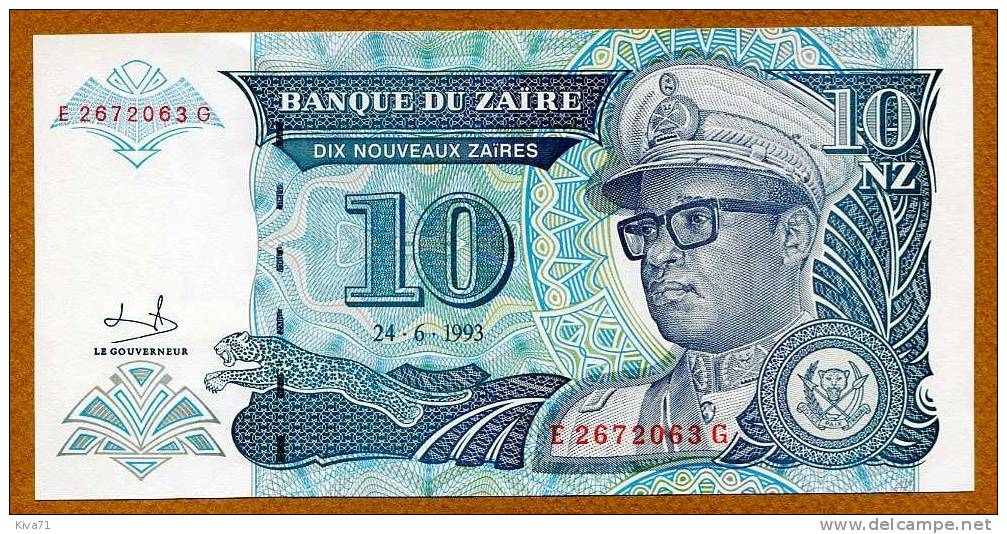 10 Nouveaux Makuta  "ZAÏRE "   24 6 1993  P54  UNC     Ble99 - Zaire