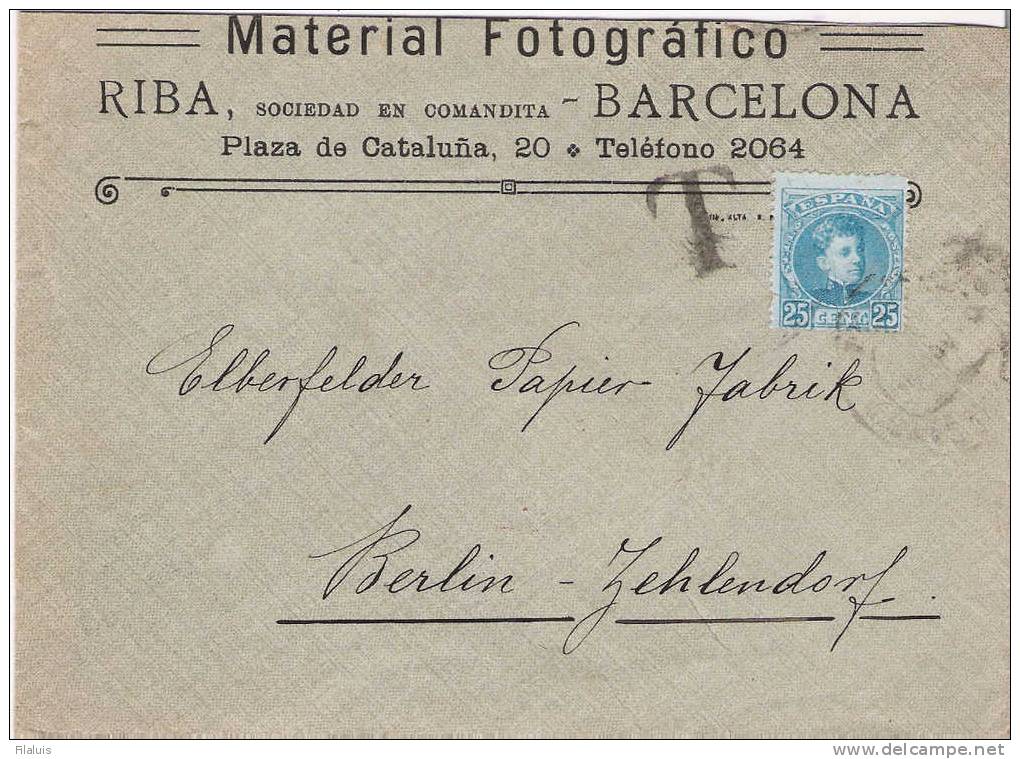 00997 Carta Con Edifil 248 Tasada De Barcelona A Berlin - Cartas & Documentos