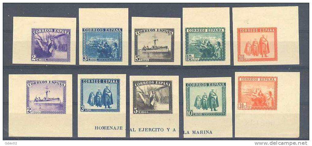 ESSH850-L3733TV.España. Spain  Espagne.SH EJERCITO Y MARINA 1938.(Ed 850**sh) Sin Charnela.LUJO  SH SIN DENTAR - Errors & Oddities