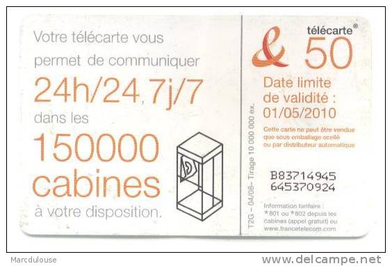 Télécarte 50. Www.francetelecom.com. Votre Télécarte Vous Permet De Communiquer 24h/24 7j/7 Dans Les 150000 Cabines ... - 600 Bedrijven