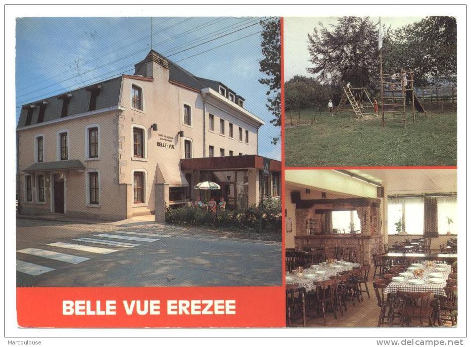 Erezée. Centre De Vacances "Belle Vue", Rue Des Combattants 12. Vakantiecentrum. 3 Vues: Restaurant, Plaine De Jeux. - Erezée