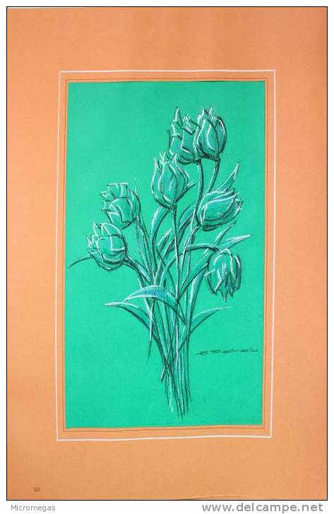 Etienne Petreto : Fleurs Au Couleurs Anciennes VIII : Tulipes - Pastels