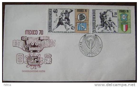 1970 CZECHOSLOVAKIA FDC 2 FIFA SOCCER WORLD CUP IN MEXICO FUSSBALL FOOTBALL - 1970 – Mexique