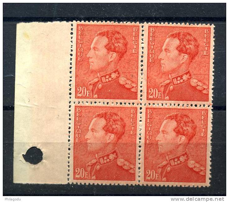 Bloc De 4 Du 20F  Poortman 435.B.** Avec Certificat Balasse  Cote 1860 E - Unused Stamps