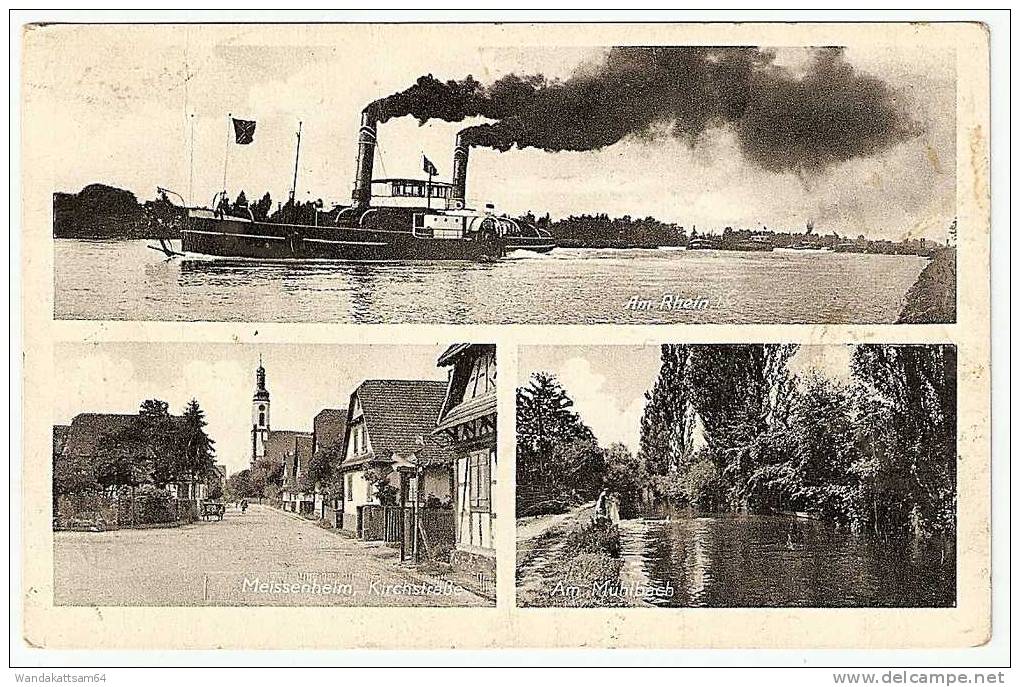 AK 2724 Meissenheim Mehrbild 3 Bilder Am Rhein Mit Dampfer Kirchstraße Am Mühlbach -9.3. MEISSEN LAHR Nach Wanne-Eickel - Lahr