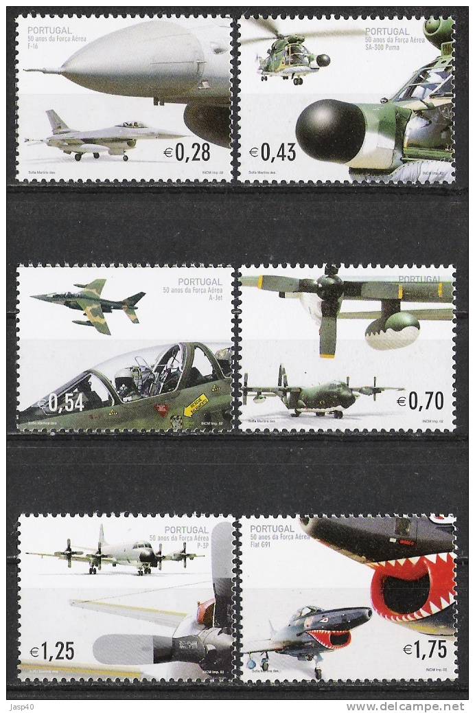 PORTUGAL AFINSA 2881/2886 - SÉRIE  - FORÇA AEREA PORTUGUESA - Unused Stamps