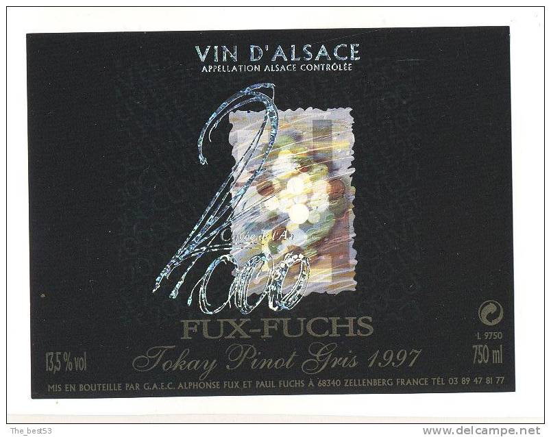 Etiquette De Vin D'Alsace Tokay Pinot Gris - Cuvée  De L´an 2000 - Fux Fuchs à Zellenberg (68) - Jahr 2000