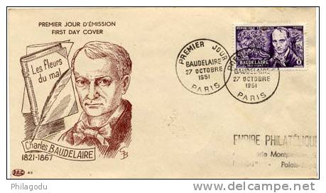 BAUDELAIRE    FDC Circulé  27/X/1951   Cote 45 E - 1950-1959