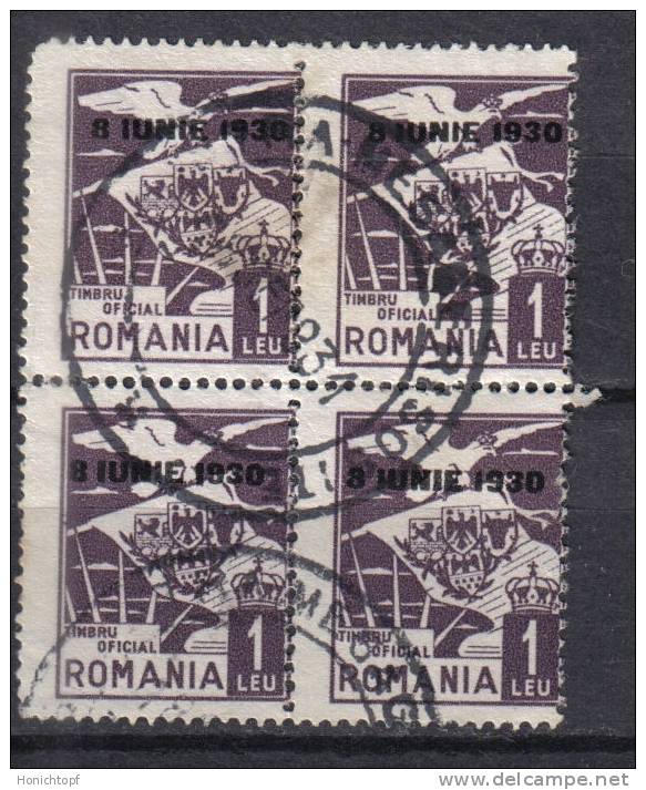 Rumänien; Dienstmarken; 1930; Michel 13 O; Adler Und Wappen Mit Aufdruck 8 IUNIE 1930; Abart - Officials