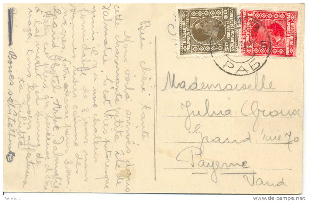 Yougoslavie 1927 " Carte Postale, Voyage En Suisse " - Covers & Documents