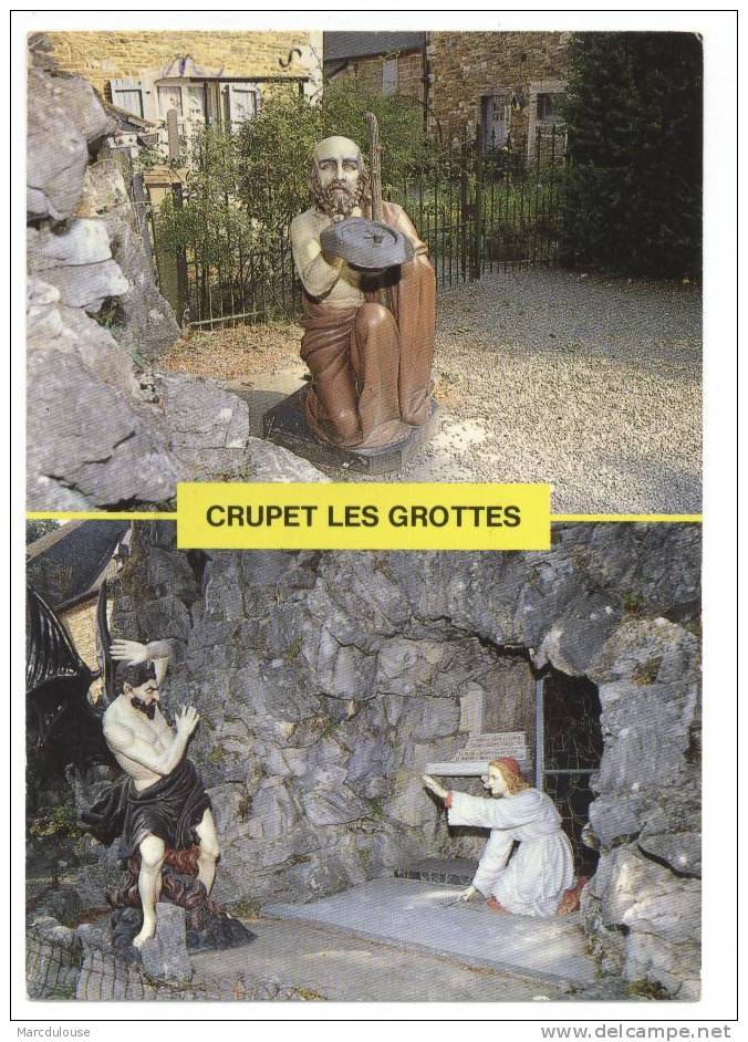 Crupet (Assesse). Les Grottes. 2 Vues: Le Mendiant, Saint-Antoine Chassant Le Diable Par Le Signe De La Croix. - Assesse