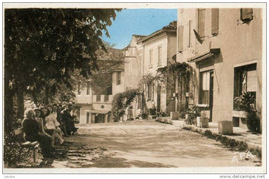 Montclar De Quercy  82  La  Promenade Sur Les Bancs  Tres  Animee Et Tabac - Montclar De Quercy