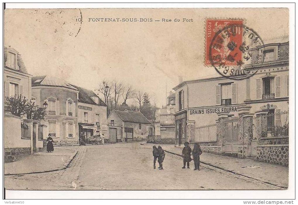 94..FONTENAY SOUS BOIS..RUE DU  FORT....GRAINES ISSUES FOURRAGE..RESTAURANT " A LA FAMILLE"..2 SCANS..1918 - Fontenay Sous Bois