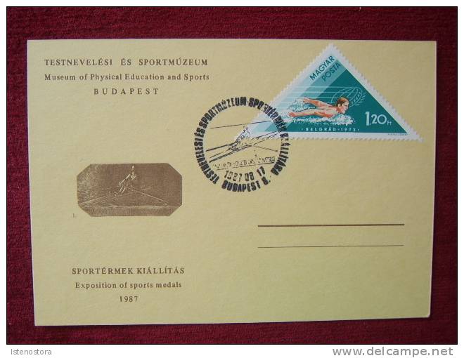 SPORT / HUNGARY /  EXPOSITION OF SPORTS MEDALS FDC-CARD / SWIMMING / 1987 - Nuoto