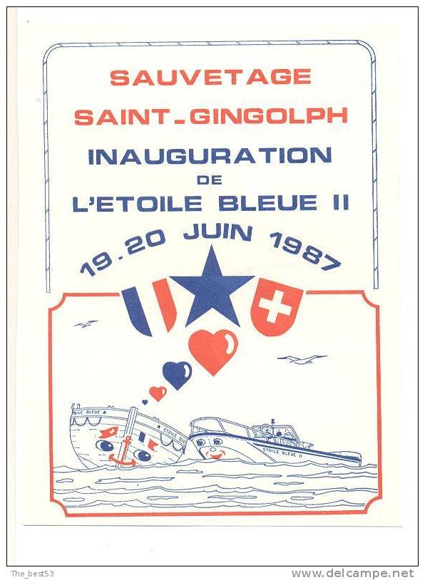 Etiquette De Vin   Cuvée Sauvetage Saint Gingolph (74) - Inauguration De L'Etoile Bleue II  19.20 Juin 1987 - Barche A Vela & Velieri