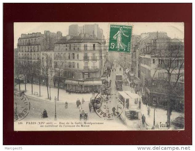 Paris Rue De La Gaité Montparnasse Au Carrefour De L'avenue Du Maine édit.F.F. N° 530 - Distretto: 14