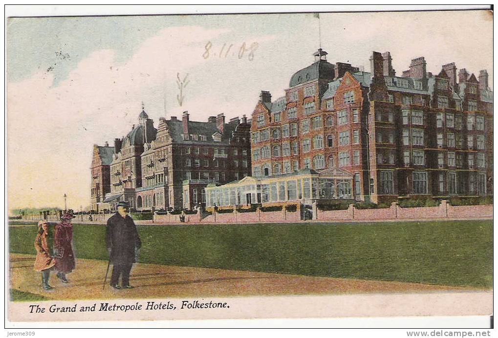 ROYAUME-UNI - FOLKESTONE - CPA - N°2351 - Folkestone, The Grand And Metropole Hotels - Folkestone