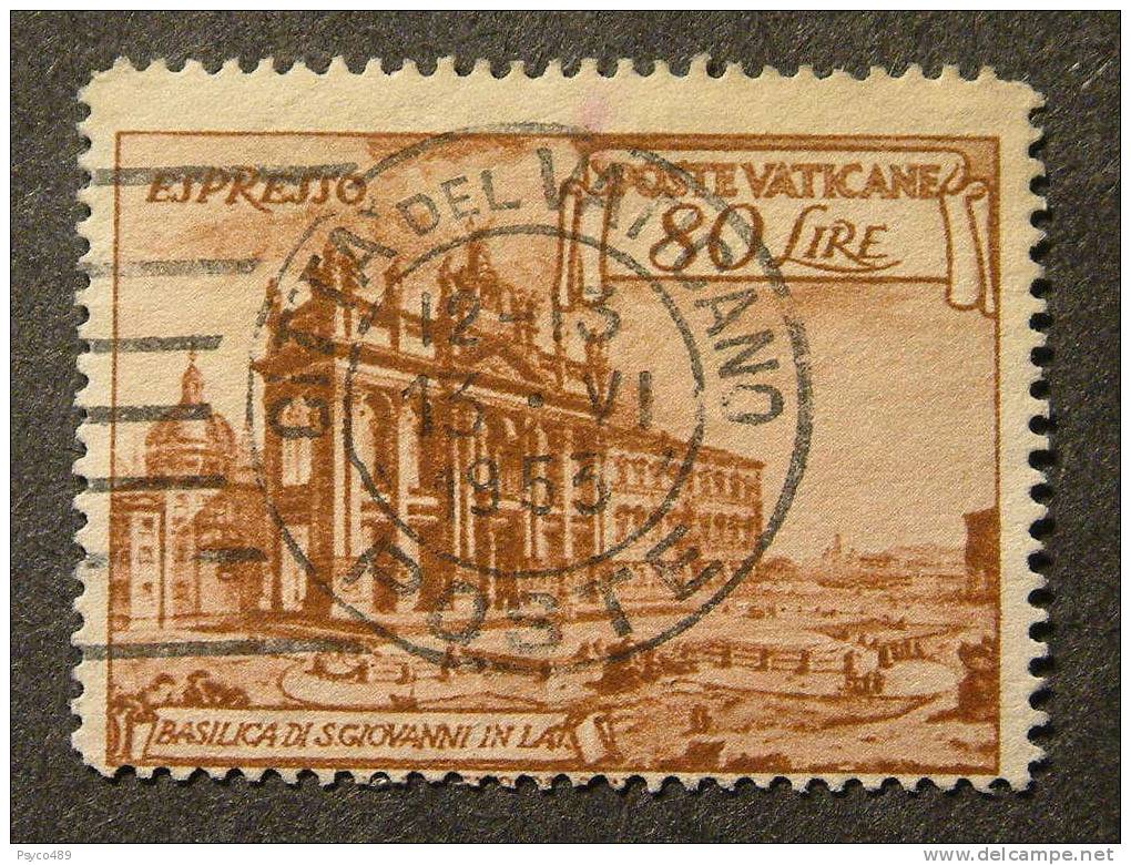 VATICANO Espressi-1949- "Basiliche" £. 80 Dent. 13 1/4x14US° (descrizione) - Urgente