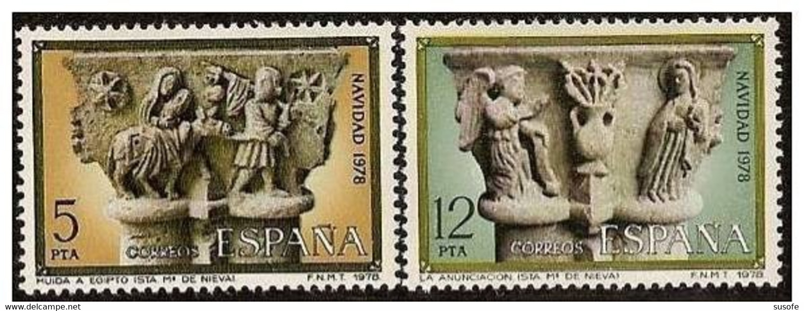 España 1978 Edifil 2491/2 Sellos ** Christmas Navidad Huida A Egipto Y Anunciacion Sta. Mª  De Nieva (Segovia) Mi 2383/4 - Nuevos