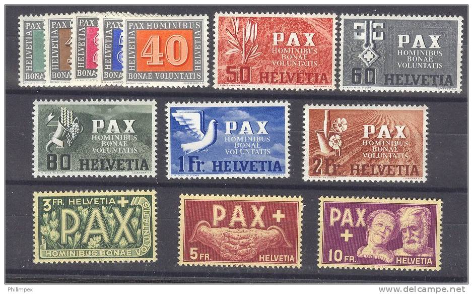 SWITZERLAND, FAMOUS SET PAX FROM 1945, F/VF MNH - Unused Stamps