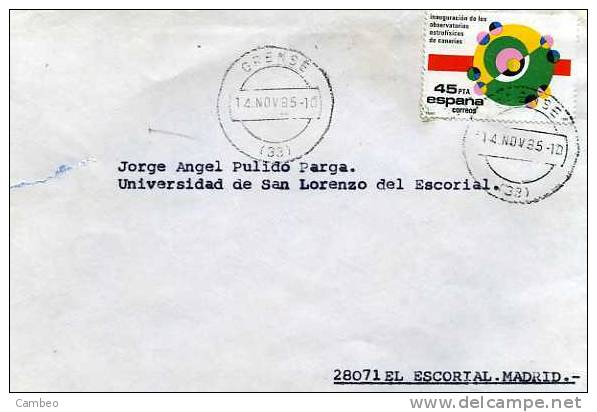 USED COVER  SPAIN ESPAGNE 14/11/1985  CANARIAS  CANARY  ISLANDS OBSERVATORY ASTROFISIC - Astronomie