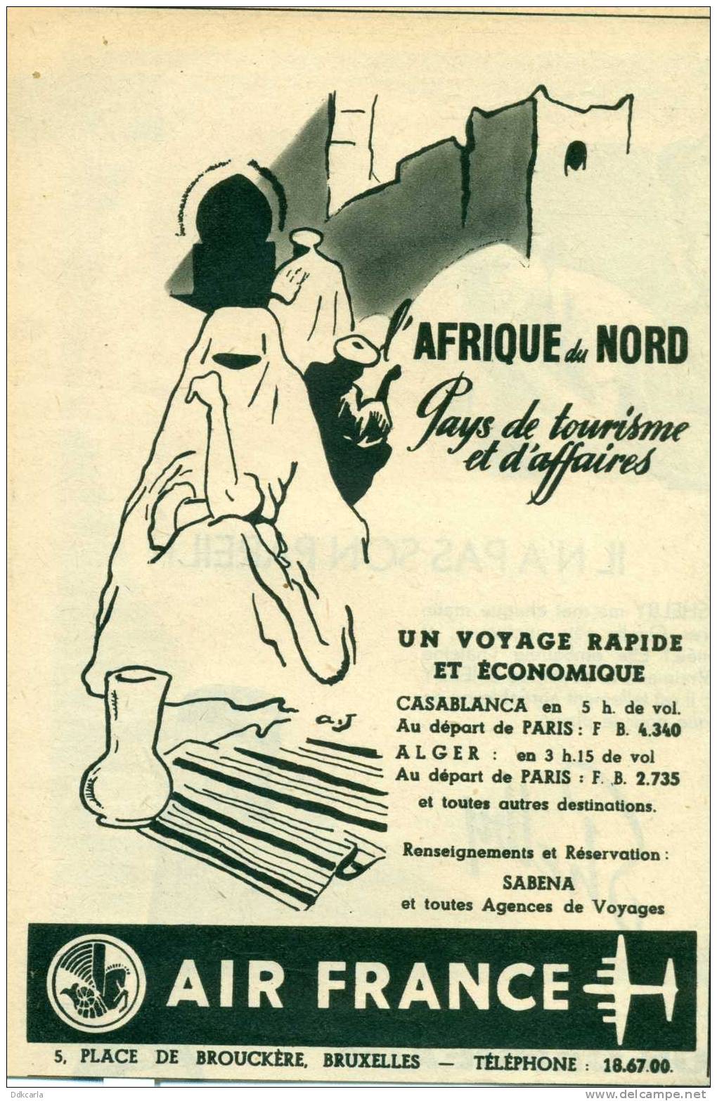 Reclame Uit Oud Magazine 1952 - 2 X Air France Airline - Aviation - Werbung