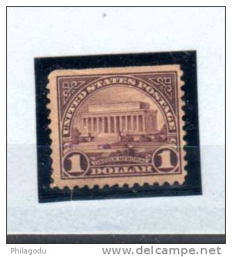 Etats-Unis 1922-25, 1 $  Monument à Lincoln, Yv. 246 *, Cote 58 €, - Unused Stamps