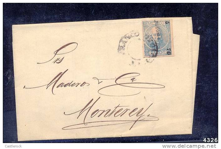 T)1870,CIRC.COVER,SL.P TO MONTERREY,DOBLE TRANSFER ON DISTRICT NAME ,5-70,T-4 - Mexico