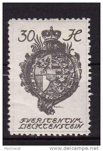 LIECHTENSTEIN.N°29.ARMOIRIES. *neuf Et Charnière Sans Gomme - Unused Stamps