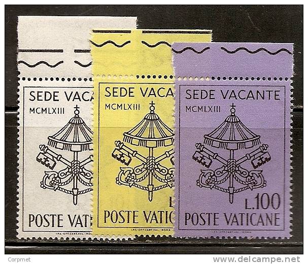 CITTA DEL VATICANO - 1963 SEDE VACANTE - Yvert # 380/382 - MINT (NH) - Nuevos