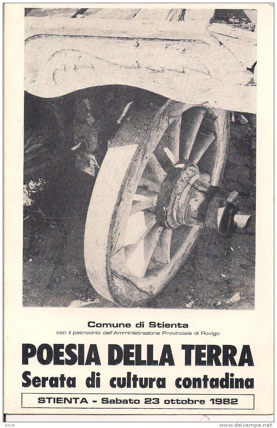STIENTA - POESIA DELLA TERRA - SERATA  DI CULTURA CONTADINA - 1982 -PROGRAMMA - Rovigo
