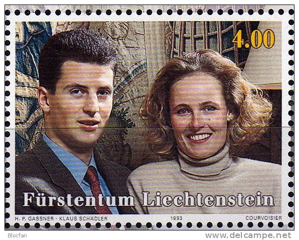 Hochzeit Prinz Alois 1993 Liechtenstein 1065+Block 15 ** 12&euro; Herzogin Sophie Zu Bayern Hb Bloc Ms Sheet Bf Fürstent - Blokken