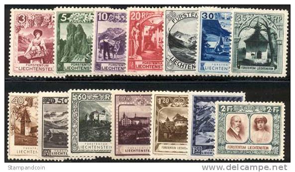 Liechtenstein #94-107 Mint Hinged Set From 1930 - Unused Stamps