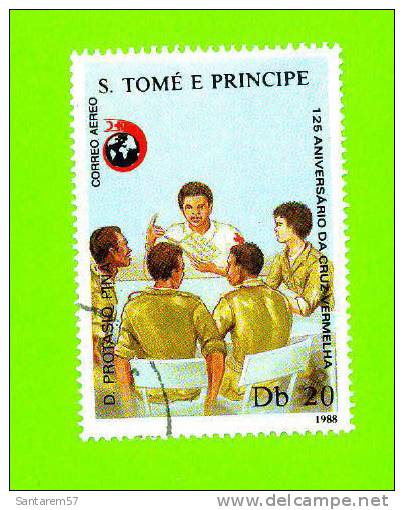 Timbre Oblitéré Used Mint Stamp Selo Carimbado 125 ANIVERSARIO CRUZ VERMELHA CROIX ROUGE RED CROSS S. TOME PRINCIPE 1988 - Sao Tome Et Principe