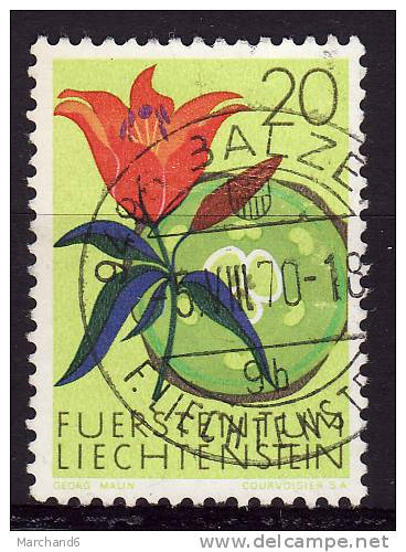 LIECHTENSTEIN.N°470.FLEURS LIS ORANGE.  Oblitéré - Oblitérés