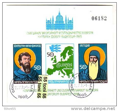 BULGARIA / Bulgarie 1985 For Assurance And Collaboration In Europe - BUDAPEST S/S -imperf. (USED) - Oblitérés