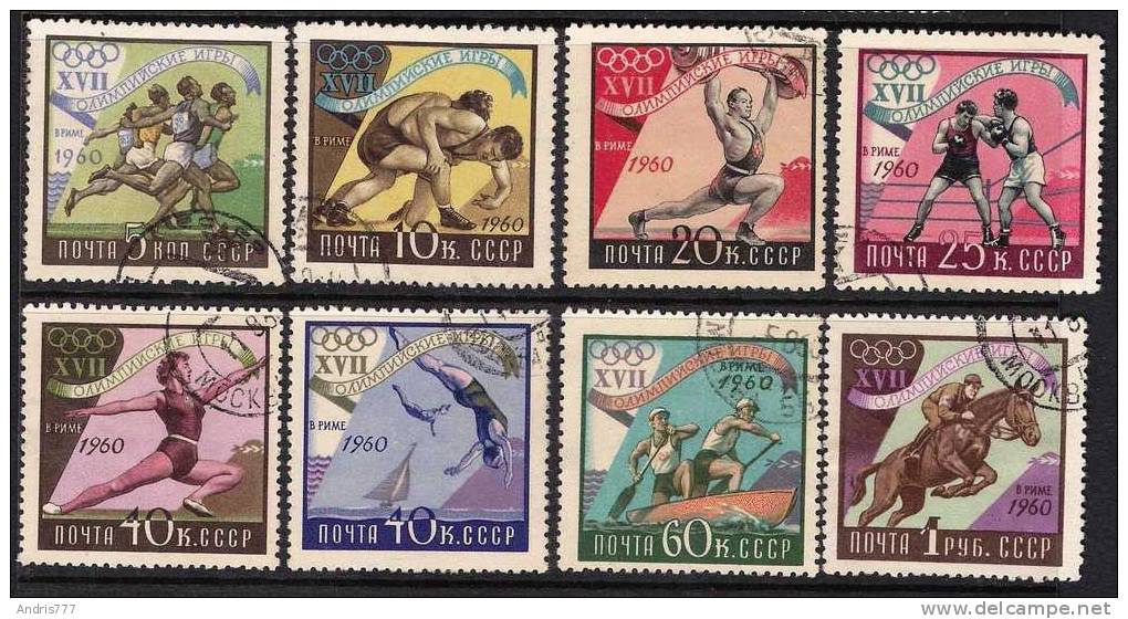 Soviet Union CCCP 1960 Olympic Games Rome  Wrestling Running Kayaking Box Gymnastics Horse Riding Swimming - Estate 1960: Roma