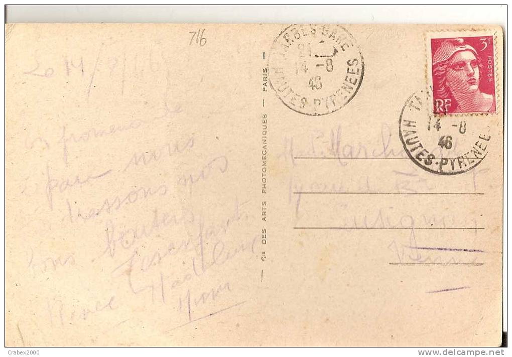 N  Y&t  716  Lettre    De  TARBES    Vers    SUSIGNAN  Le    14 Aout 1946 - Lettres & Documents