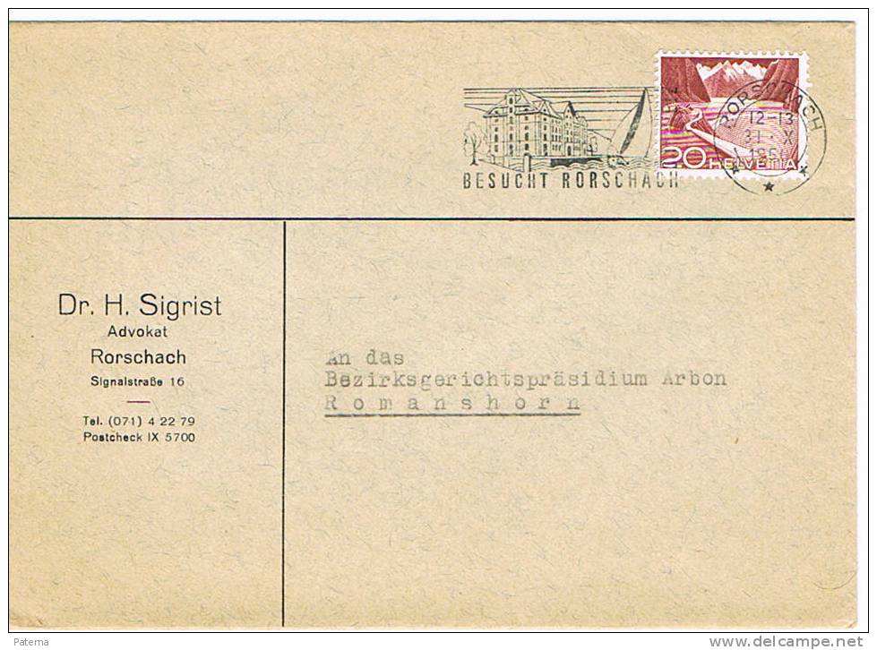 Carta, RORSCHACH, 1950 ( Suiza), Cover, Lettre, Letter, - Briefe U. Dokumente