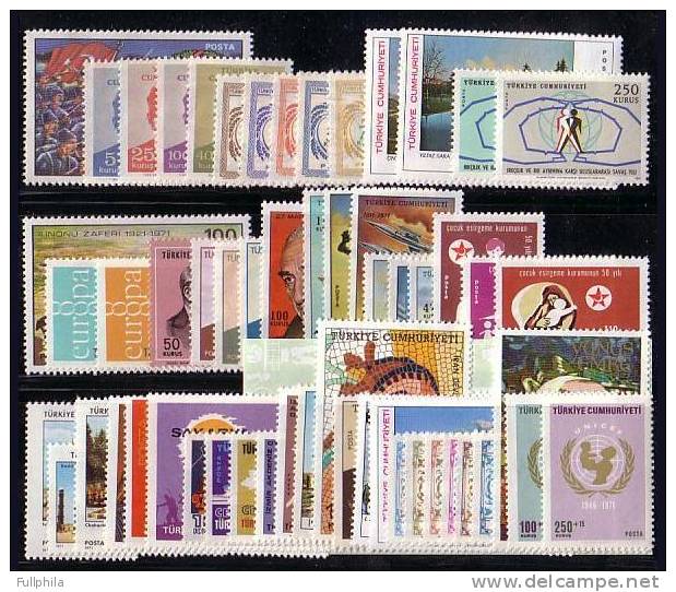 1971 TURKEY YEAR COMPLETE SET ALL MNH ** - Années Complètes