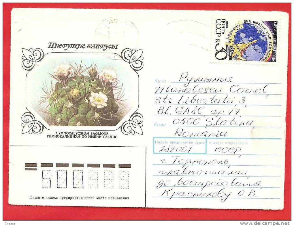 RUSSIA URSS Postcard Stationery Cover. Cactus Flower - Cactusses