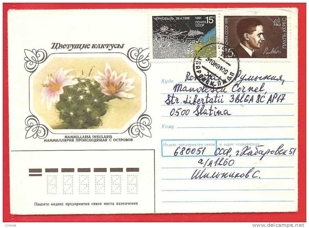 RUSSIA URSS Postcard Stationery Cover. Cactus Flower - Cactusses