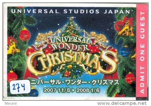 TICKET PASSPORT DISNEY Japon (274) CHRISTMAS * JAPAN * PASS * UNIVERSAL STUDIOS *  CINEMA * FILM * MOVIE * KINO - Disney