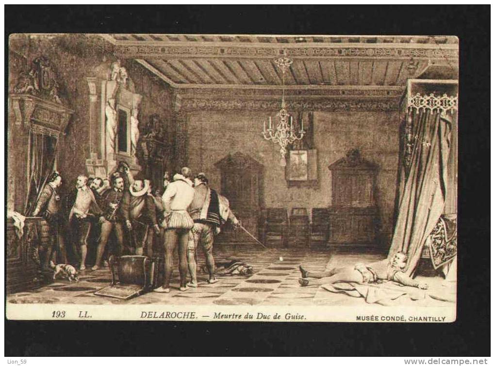 Art DELAROCHE - DUEL MEN FENCING MEURTRE DU DUE DE GUISE Vintage Postcard 17381 - Escrime
