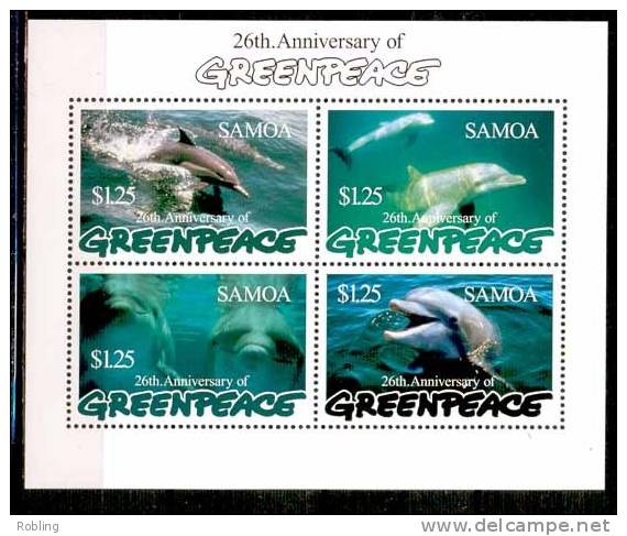 Samoa 1996,Greenpeace Dolphins,Sheet.4v. Michel 62  MNH 16393 - Dolphins