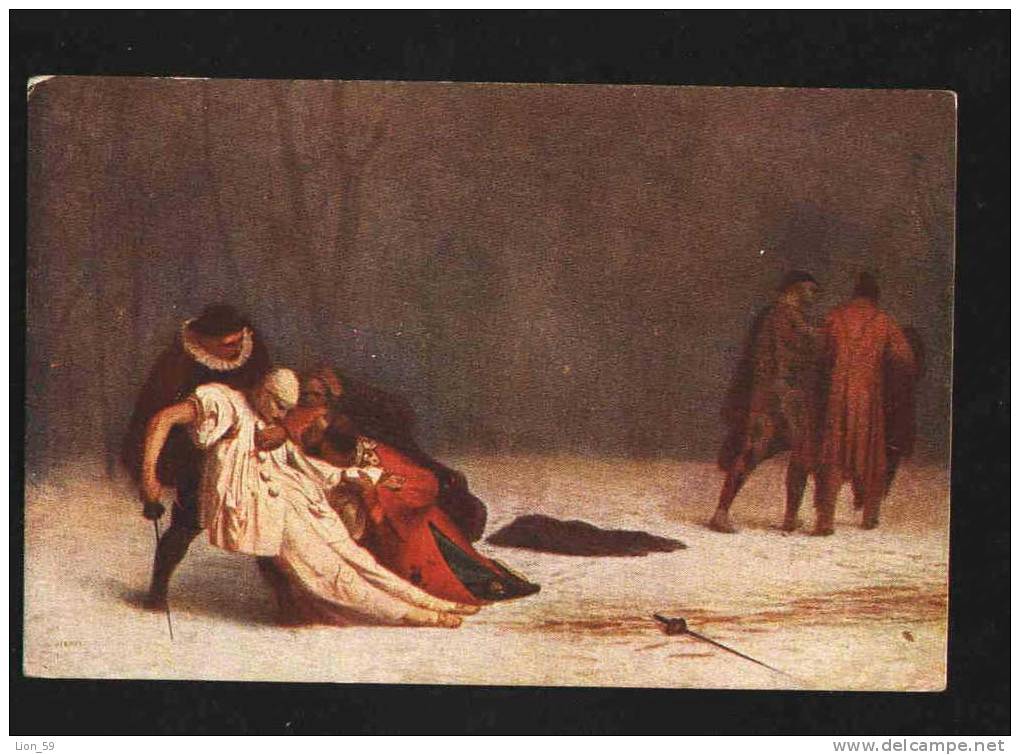 Art GEROME - DUEL DEATH PIERROT - FENCING Postcard Series - 706 ART MODERNE / 17504 - Scherma
