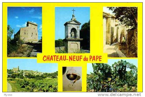 84 CHATEAUNEUF DU PAPE Le Chateau St Marc Patron Des Vignerons Vue Generale Verre De Vin Un Cep A Chateauneuf - Chateauneuf Du Pape